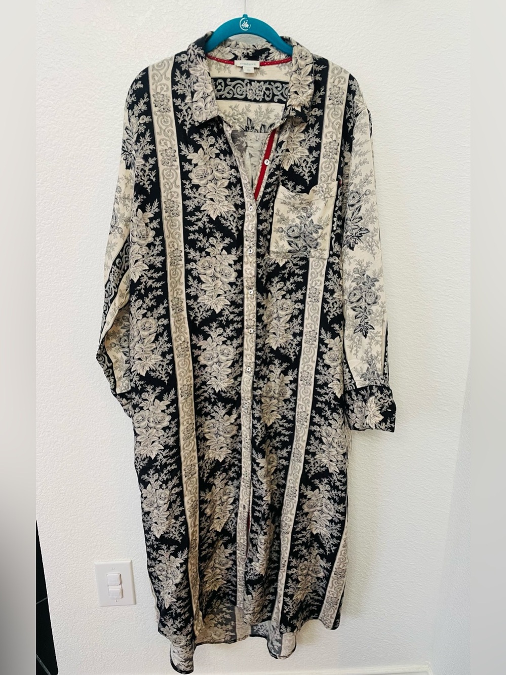 Sundance Black and Cream Floral Stripe midi Dress